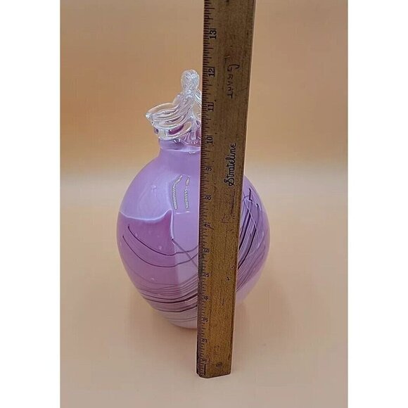 VCL Hand Blown Art Glass Pitcher Artist Signed Numbered 8006 Pink Swirl 12" 1968 - Picture 7 of 15